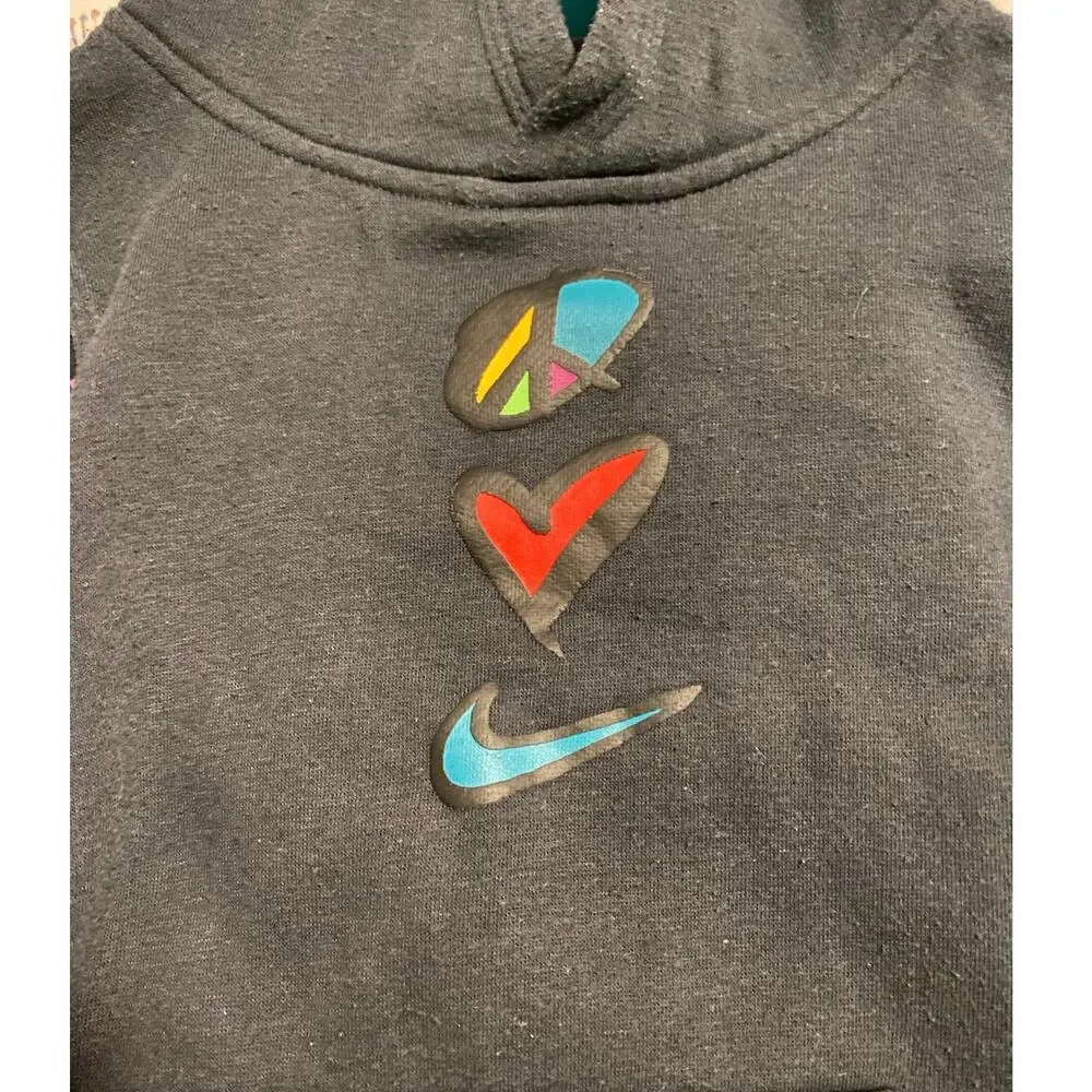 Youth NIKE‎ Black Peace Love Nike Swoosh Basketball Pullover Hoodie size  M 6